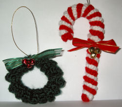 free crochet patten christmas ornament candy cane
