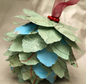 map pine cone christmas ornament to make