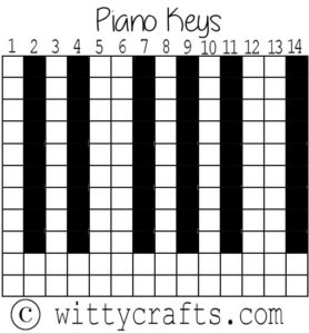 safety pin pattern, piano keys, music, seed beads