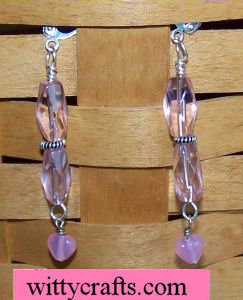 pink glass heart beads earring tutorial
