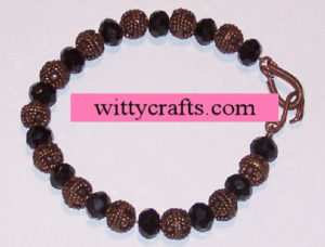 copper black crystals, beaded bracelet