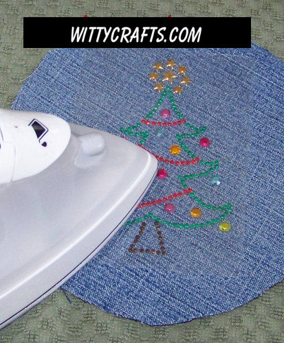 iron on blue jean christmas ornament to make