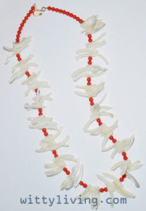 mother of peral and coral necklace tutorial project