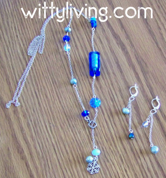 blue bead and chain necklace design