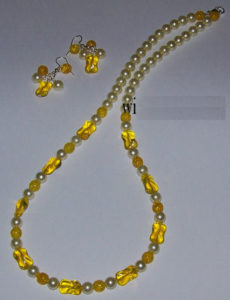 yellow glass pearl beaded necklace tutorial prom wedding bridal