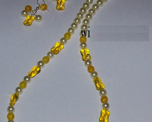 yellow glass pearl beaded necklace tutorial prom wedding bridal