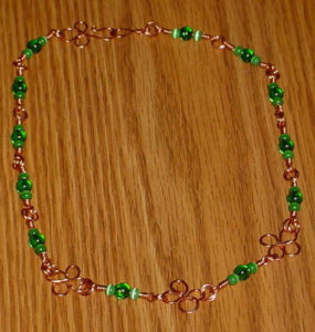wire wrapped bead clover necklace