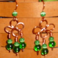 wire wrapped bead clover earrings