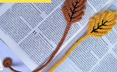 crochet leaf bookmark craft project