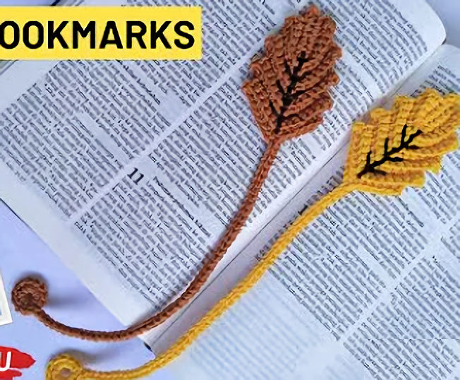 crochet leaf bookmark craft project